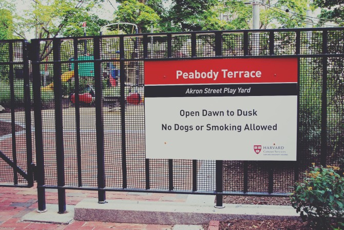 Sign on Peabody Terrace Park